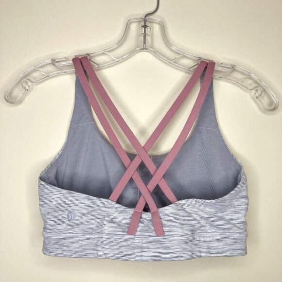Lululemon Energy Bra Space Nimbus Grey/Pink Straps Women's Size 8 - Picture 5 of 7